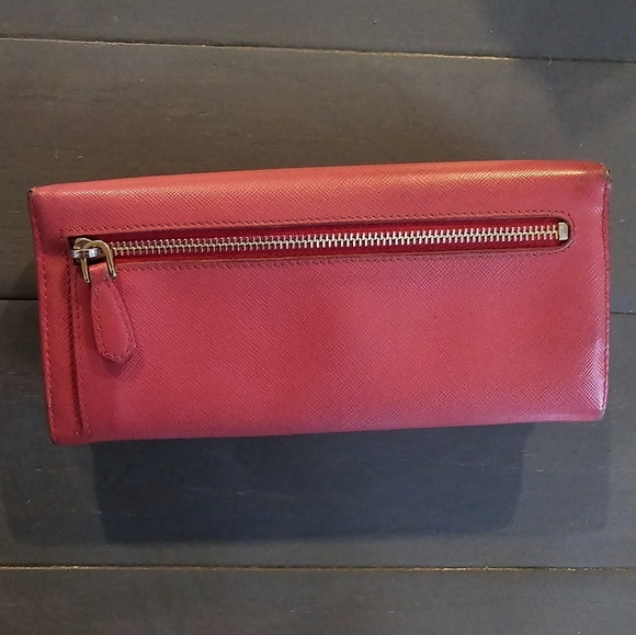 Prada Saffiano Leather Pink Ribbon Gold Long Wallet Guaranteed 100% Authentic - Picture 3 of 13